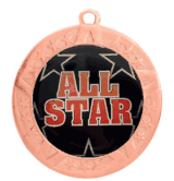 Epoxy Dome Insert Medal with Bronze Frame: All Star