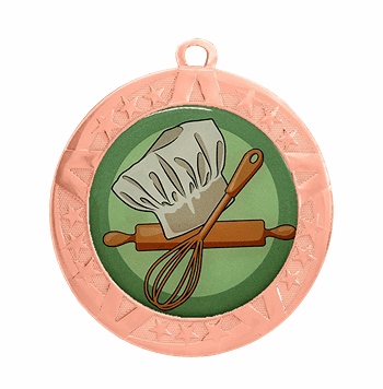 Epoxy Dome Insert Medal with Bronze Frame: Baking - Click to enlarge