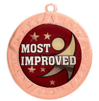 Epoxy Dome Insert Medal with Bronze Frame: Most Improved - Click to enlarge