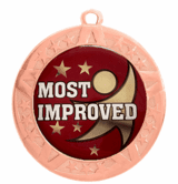 Most Improved Epoxy Dome Insert Medal - Bronze Frame, 2 3/4"