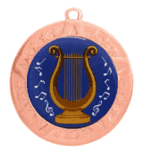 Epoxy Dome Insert Medal with Bronze Frame: Music Lyre