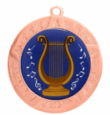 Music Lyre Epoxy Dome Insert Medal - Bronze Frame, 2 3/4"