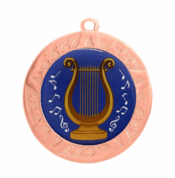 Bronze Epoxy Dome Music Lyre Insert Medal, 2 3/4" - Click to enlarge