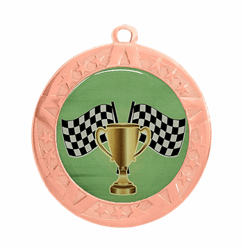 Racing Epoxy Dome Insert Medal - Bronze Frame, 2 3/4" - Click to enlarge