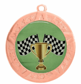 Racing Epoxy Dome Insert Medal - Bronze Frame, 2 3/4"