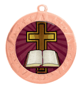 Epoxy Dome Insert Medal with Bronze Frame: Religious Cross
