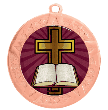 Epoxy Dome Insert Medal with Bronze Frame: Religious Cross - Click to enlarge