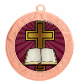 Cross Epoxy Dome Insert Medal - Bronze Frame, 2 3/4"