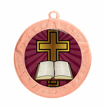 Cross Epoxy Dome Insert Medal - Bronze Frame, 2 3/4" - Click to enlarge