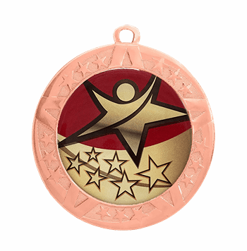 Rising Star Epoxy Dome Insert Medal - Bronze Frame, 2 3/4" - Click to enlarge