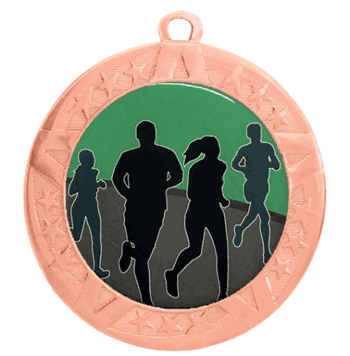 Epoxy Dome Insert Medal with Bronze Frame: Running - Click to enlarge