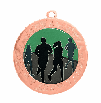 Running Epoxy Dome Insert Medal - Bronze Frame, 2 3/4" - Click to enlarge