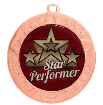 Epoxy Dome Insert Medal with Bronze Frame: Star Performer - Click to enlarge