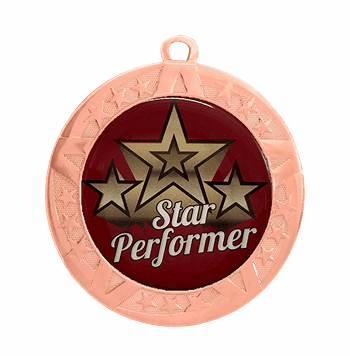 Star Performer Epoxy Dome Insert Medal - Bronze Frame, 2 3/4" - Click to enlarge