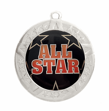 All Star Epoxy Dome Insert Medal - Silver Frame, 2 3/4" - Click to enlarge