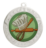 Epoxy Dome Silver Frame Insert Medal: Baking