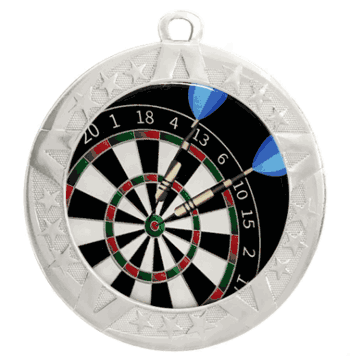 Epoxy Dome Silver Frame Insert Medal: Darts - Click to enlarge