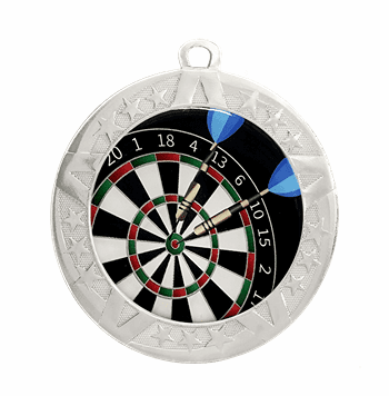 Darts Epoxy Dome Insert Medal - Silver Frame, 2 3/4" - Click to enlarge