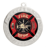 Epoxy Dome Silver Frame Insert Medal: Fire Department
