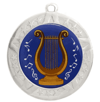Epoxy Dome Silver Frame Insert Medal: Music - Click to enlarge