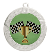 Epoxy Dome Silver Frame Insert Medal: Racing