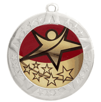 Epoxy Dome Silver Frame Insert Medal: Rising Star - Click to enlarge