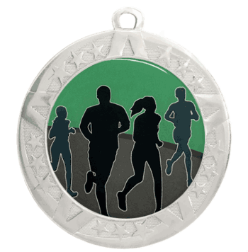Epoxy Dome Silver Frame Insert Medal: Running - Click to enlarge