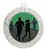 Running Epoxy Dome Insert Medal - Silver Frame, 2 3/4"