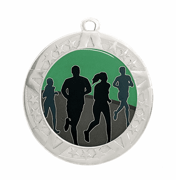 Running Epoxy Dome Insert Medal - Silver Frame, 2 3/4" - Click to enlarge