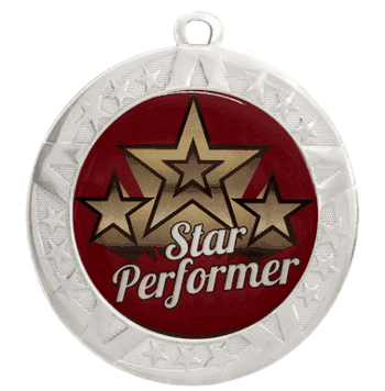 Epoxy Dome Silver Frame Insert Medal: Star Performer - Click to enlarge