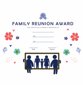 Family Reunion Template, Family Reunion Certificate | Trophy Central