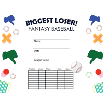 Fantasy Baseball Biggest Loser Free Template - Click to enlarge