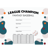 Fantasy Baseball League Champion Free Template
