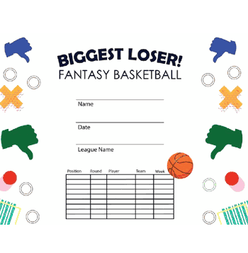 Fantasy Basketball Biggest Loser Free Template - Click to enlarge