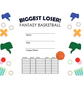 Fantasy Basketball Biggest Loser Free Template - Click to enlarge