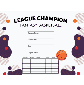 Fantasy Basketball League Champion Free Template - Click to enlarge