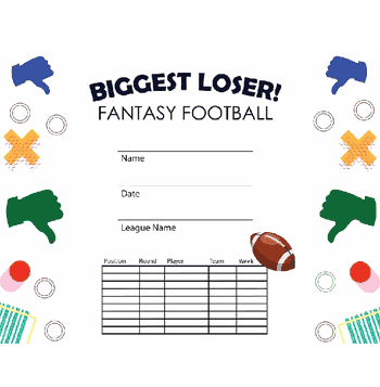 Fantasy Football Biggest Loser Free Template - Click to enlarge