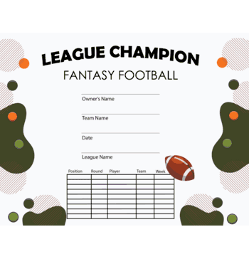 Fantasy Football League Champion Free Template - Click to enlarge