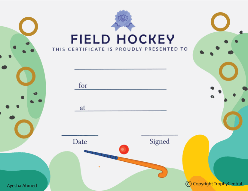 Free Field Hockey Certificate Template TrophyCentral