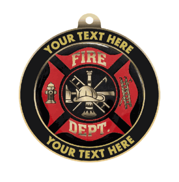 Fire Department Insert Medal with Personalized Rim - Click to enlarge