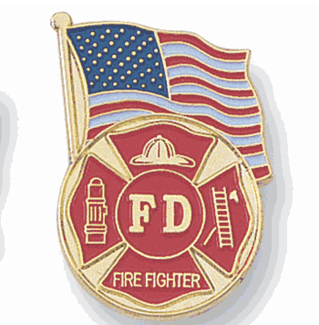 Fire Department Pins with Flag Design - Click to enlarge
