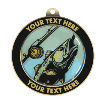 Fishing Insert Medal with Personalized Rim - Click to enlarge