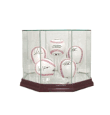 Five Baseball Glass Display Case