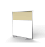 Floor Partition with Aluminum Frame and 2 Split Panel Infill, Porcelain and Carmel Vinyl, 54"H x 48"W