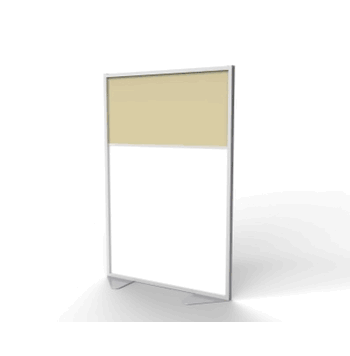 Floor Partition with Aluminum Frame and 2 Split Panel Infill, Porcelain and Carmel Vinyl, 72"H x 48"W - Click to enlarge