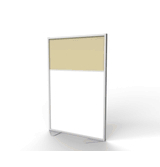 Floor Partition with Aluminum Frame and 2 Split Panel Infill, Porcelain and Carmel Vinyl, 72"H x 48"W