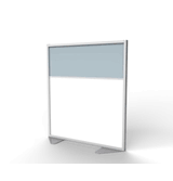 Floor Partition with Aluminum Frame and 2 Split Panel Infill, Porcelain and Silver Vinyl, 54"H x 48"W