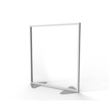 Floor Partition with Aluminum Frame and Full Panel Infill, Clear Acrylic, 54"H x 48"W - Click to enlarge