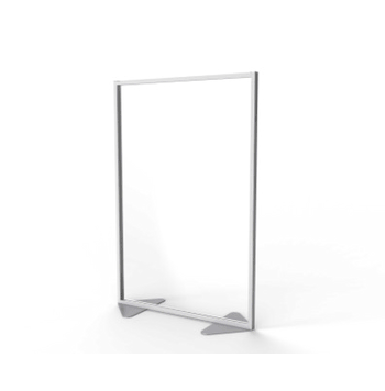 Floor Partition with Aluminum Frame and Full Panel Infill, Clear Acrylic, 72"H x 48"W - Click to enlarge