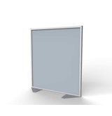 Floor Partition with Aluminum Frame and Full Panel Infill, Silver Vinyl, 54"H x 48"W